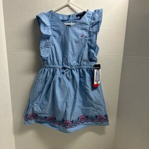 Nautica Girls Chambray Sleeveless Blue Girls Dress Size 6